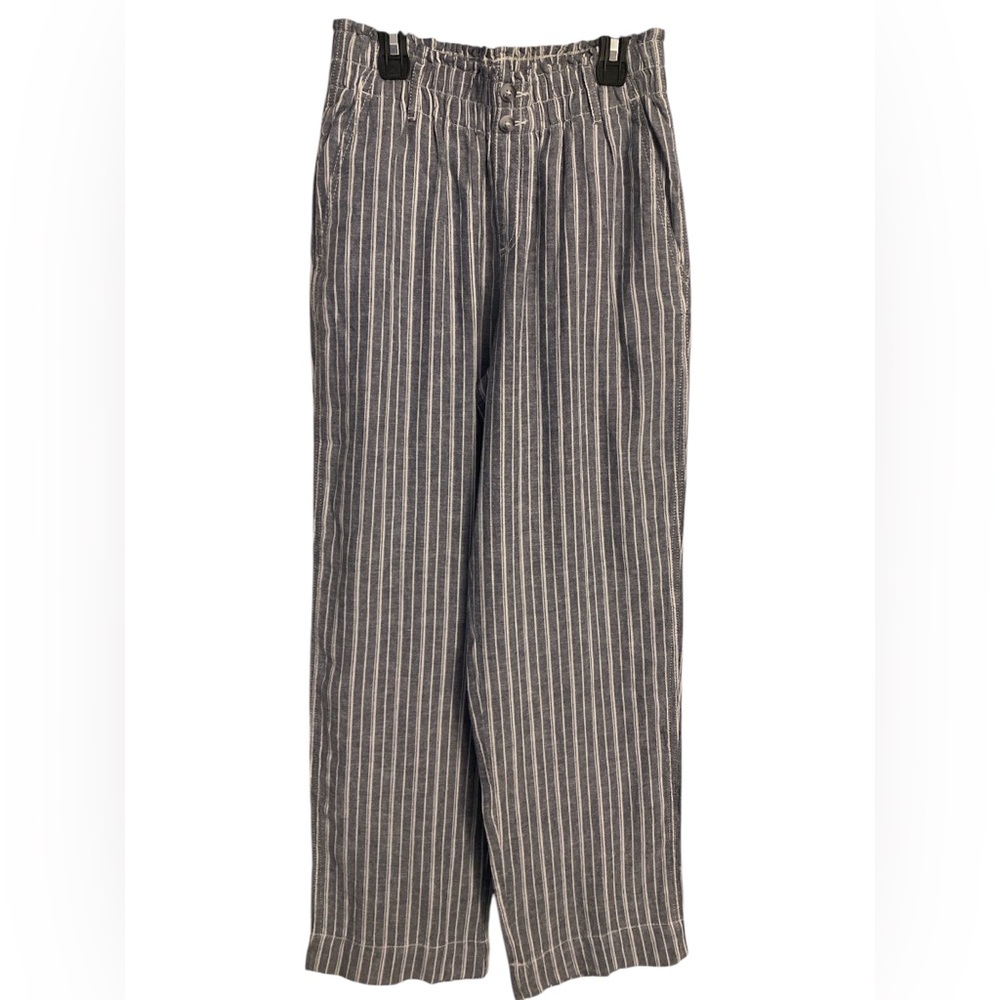 BRIGGS Striped Gray Pants Linen Blend S EUC